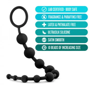Anal Adventures 10 Silicone Anal Beads (Black)