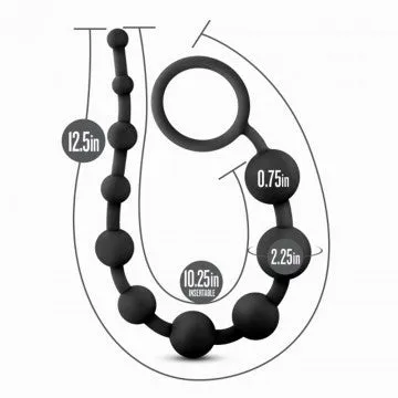Anal Adventures 10 Silicone Anal Beads (Black)