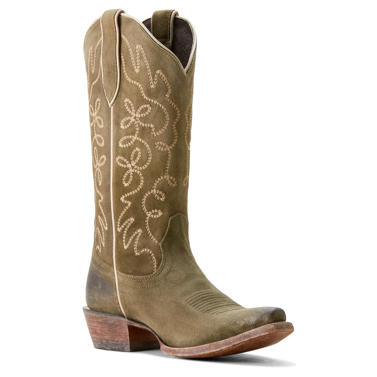 Ariat Women's Jukebox Western Boot, Soft Olive Suede
