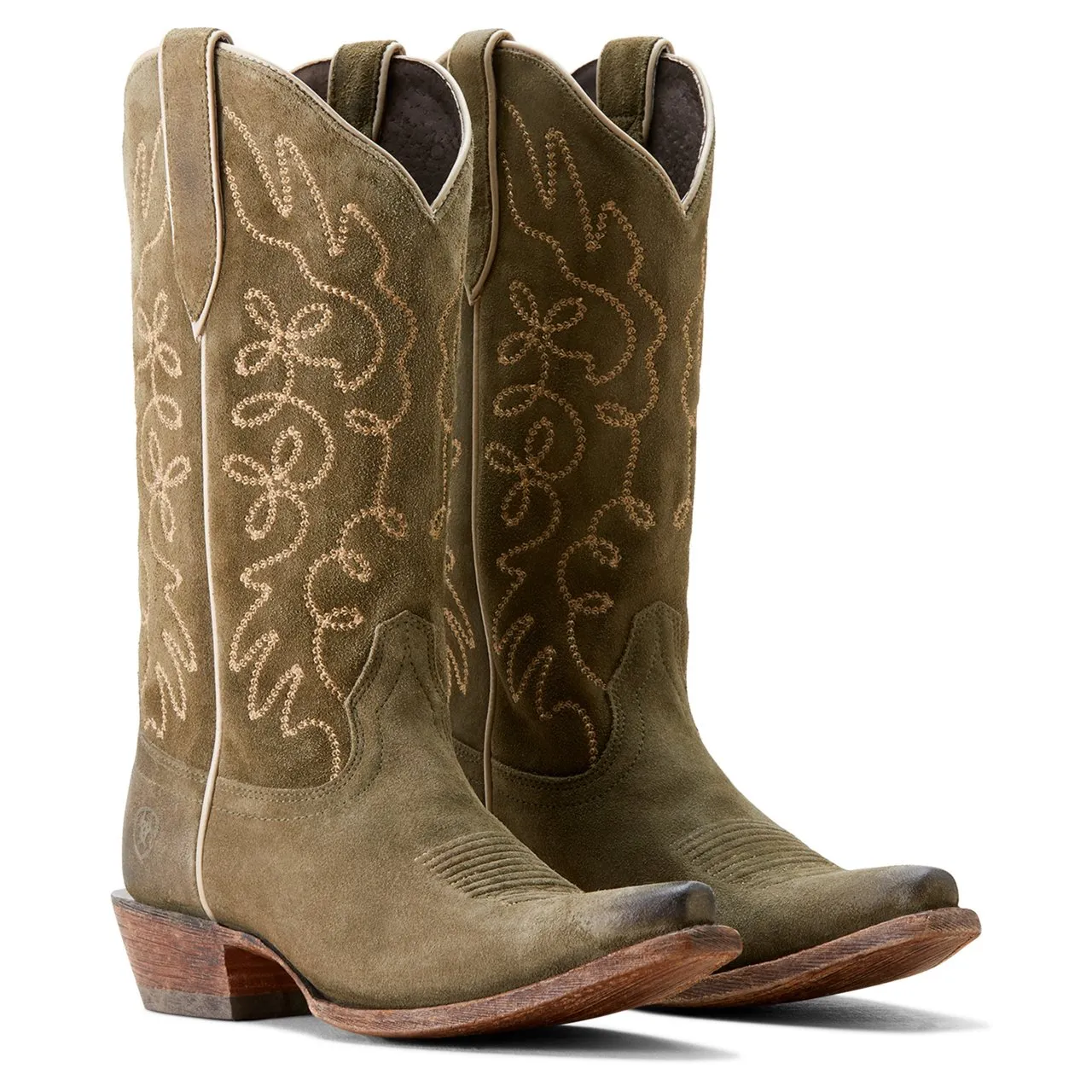 Ariat Women's Jukebox Western Boot, Soft Olive Suede