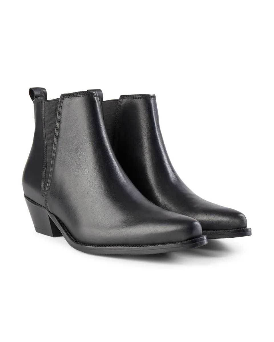Arietta Leather Chelsea Boot - BLACK