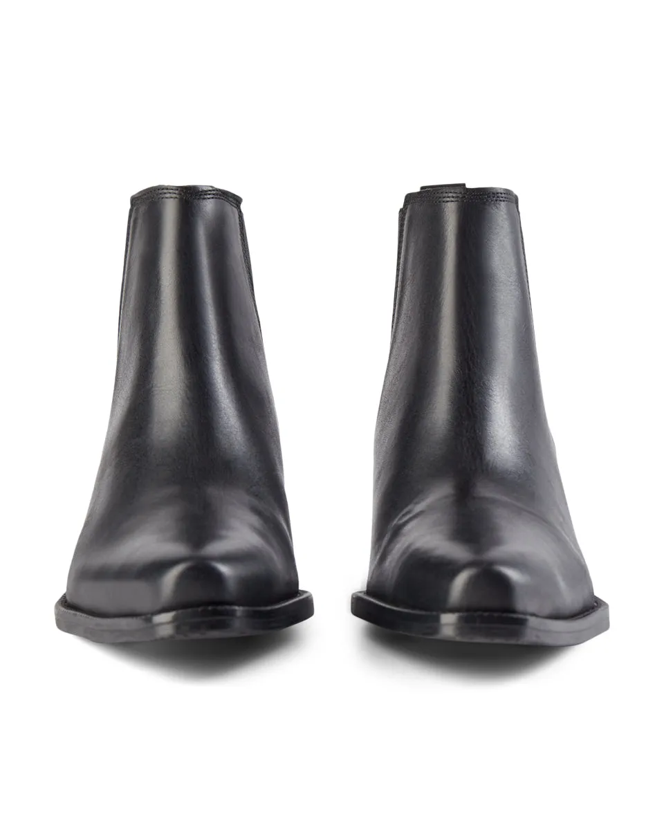 Arietta Leather Chelsea Boot - BLACK
