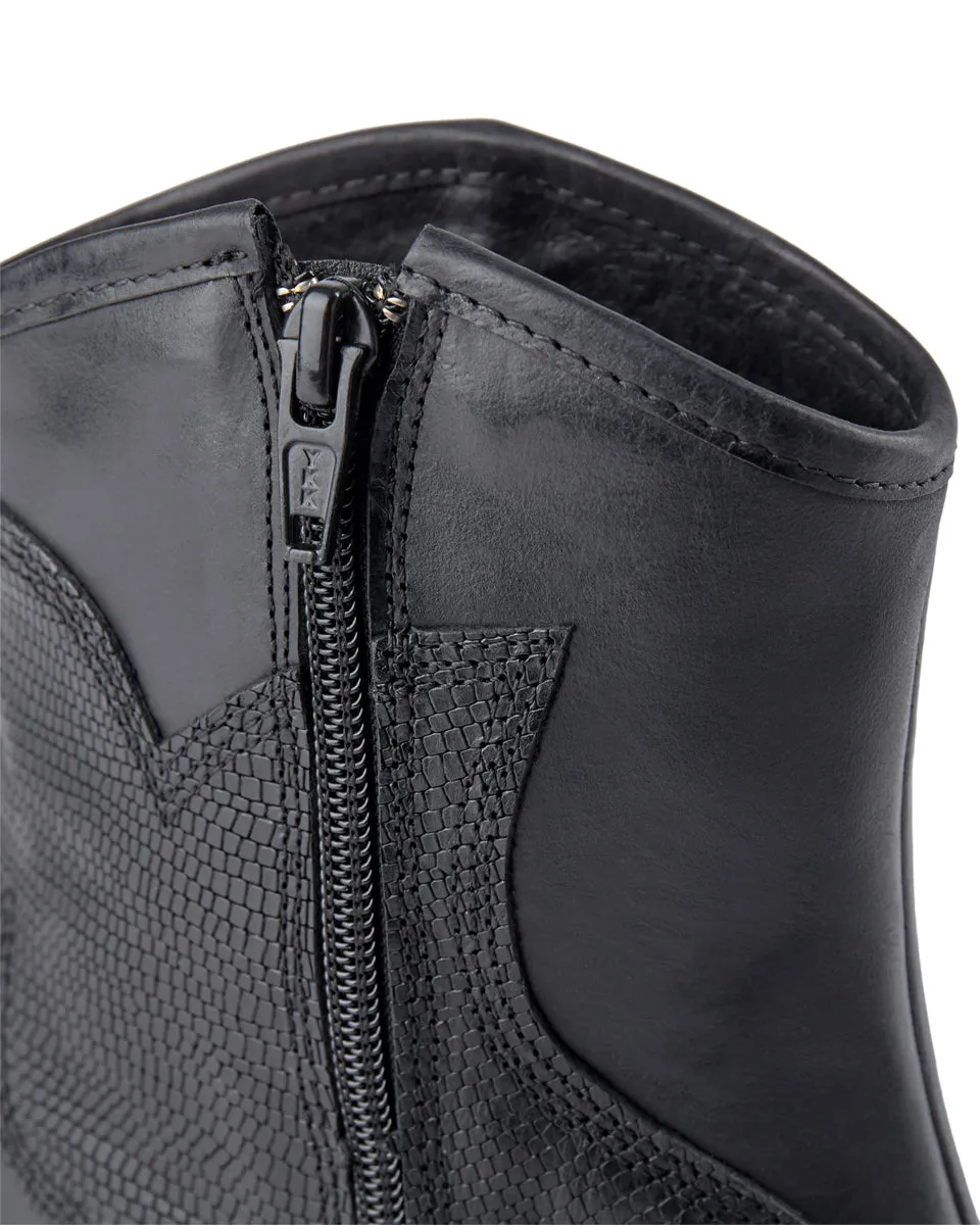 Arietta Lizard Leather Boot - BLACK