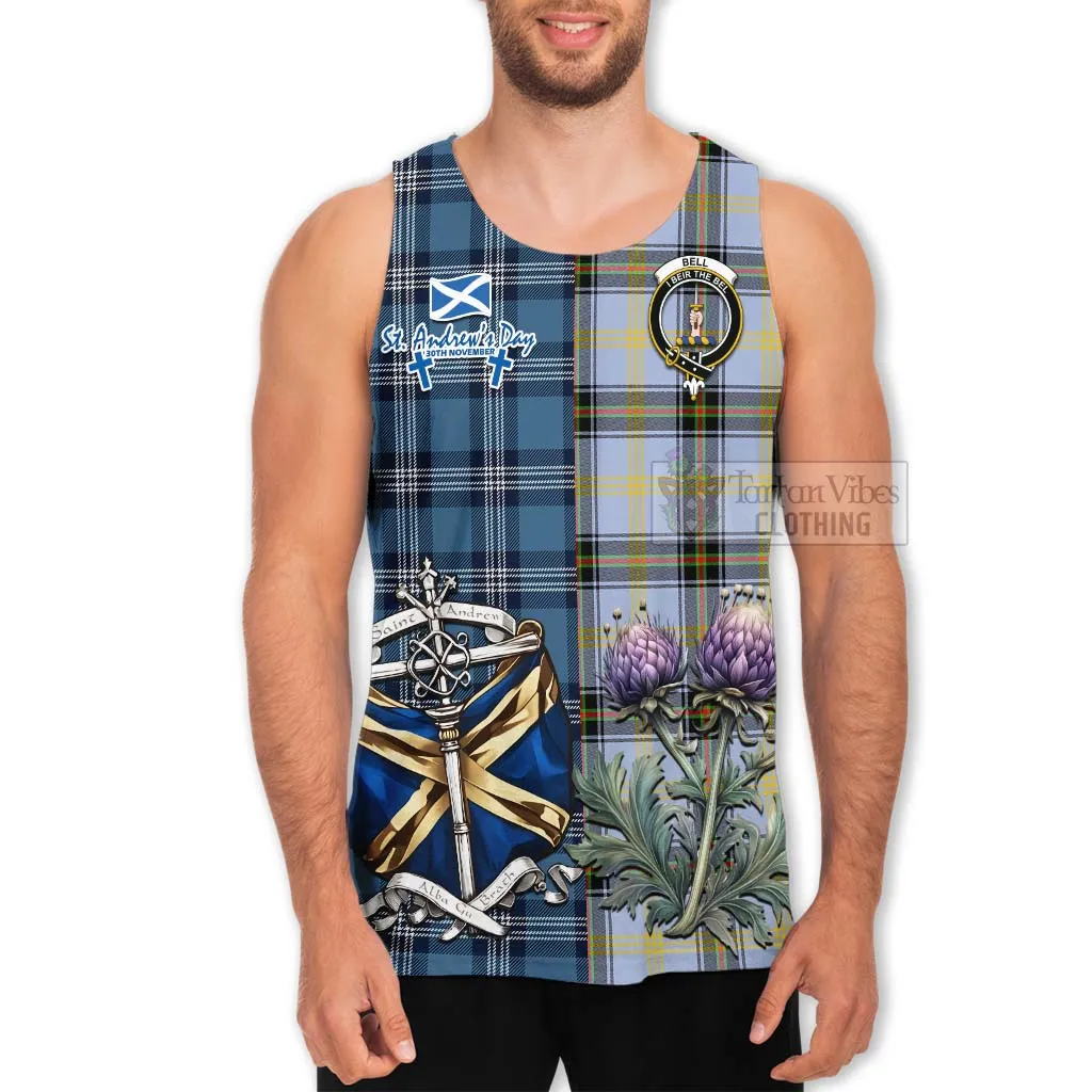 Bell Tartan Men's Tank Top Happy St. Andrew's Day Half Tartan Style
