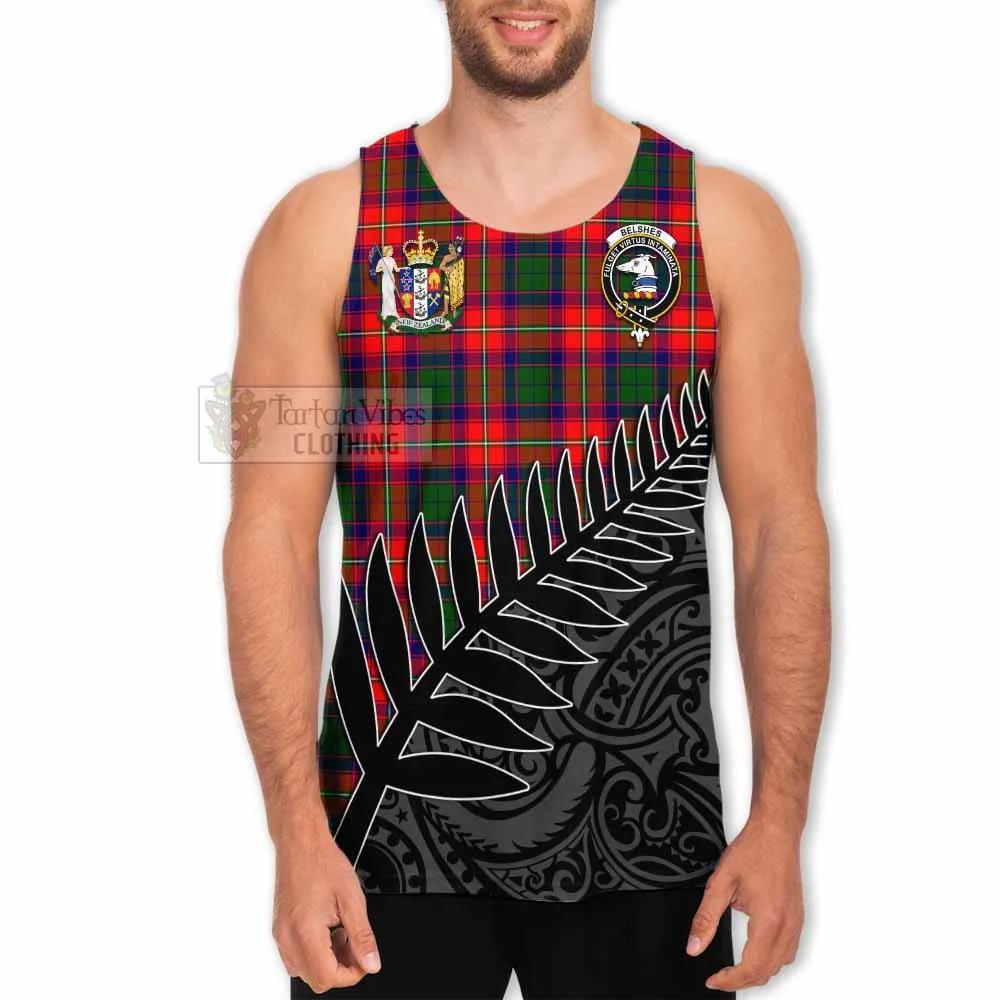 Belshes (Belsches) Crest Tartan Men's Tank Top with New Zealand Silver Fern Half Style