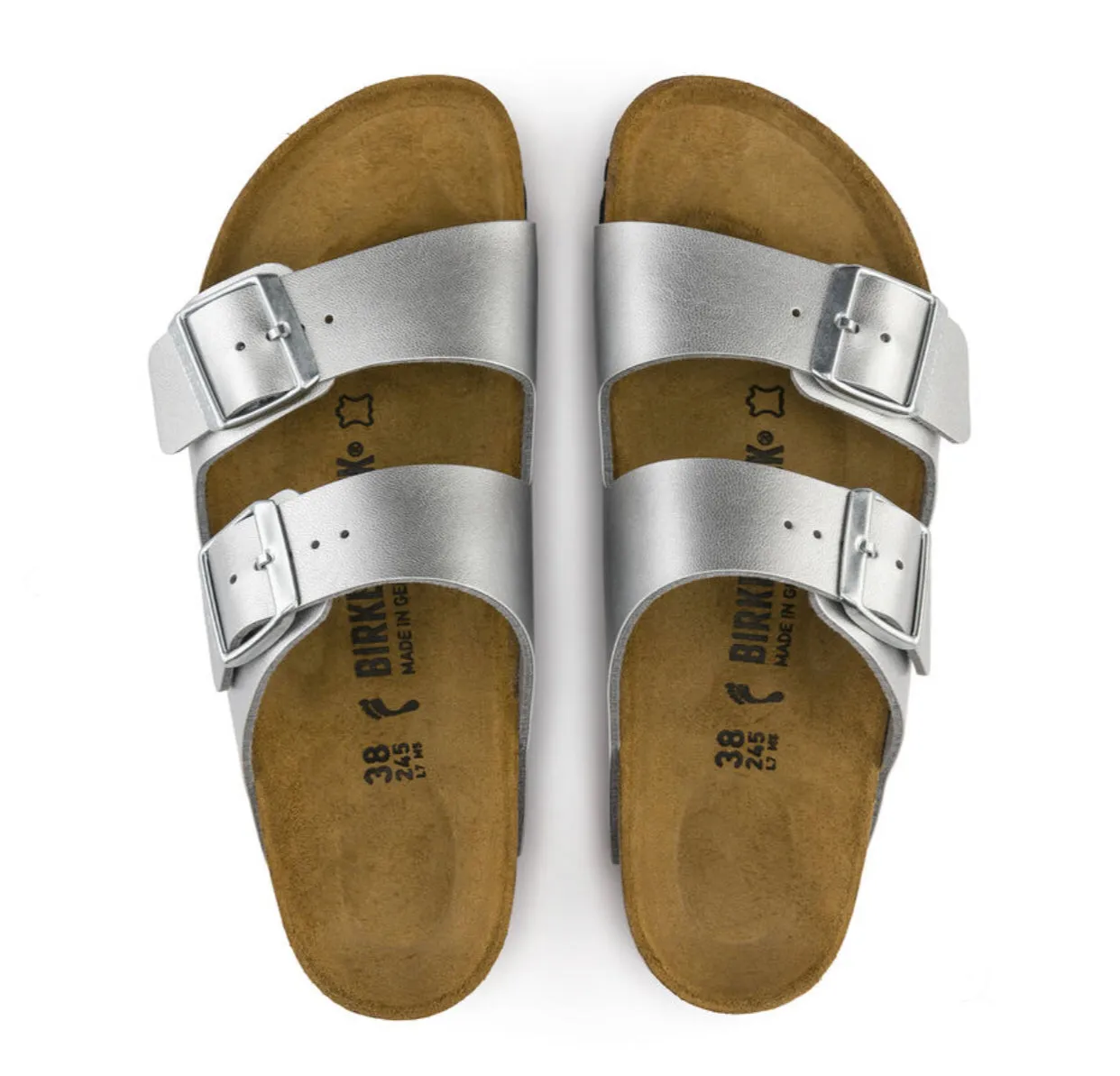 Birkenstock Arizona Silver Birko-Flor Made In Germany