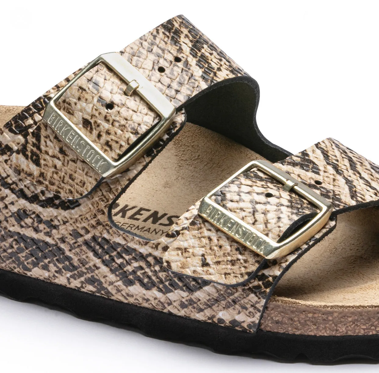 Birkenstock Arizona Snake Beige Leather Made In Germany