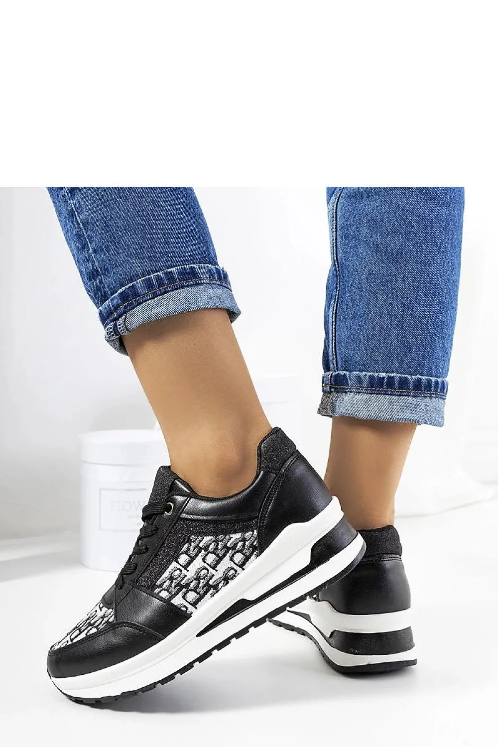 Black Patterned Sneakers