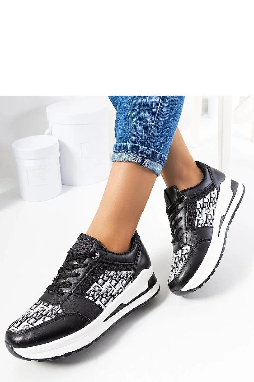 Black Patterned Sneakers