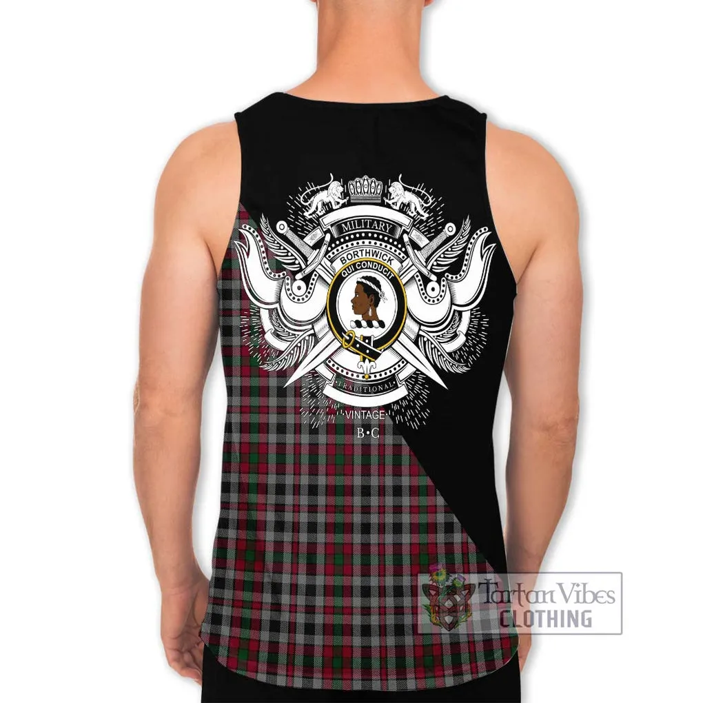 Borthwick Tartan Men's Tank Top with Family Crest and Military Logo Style