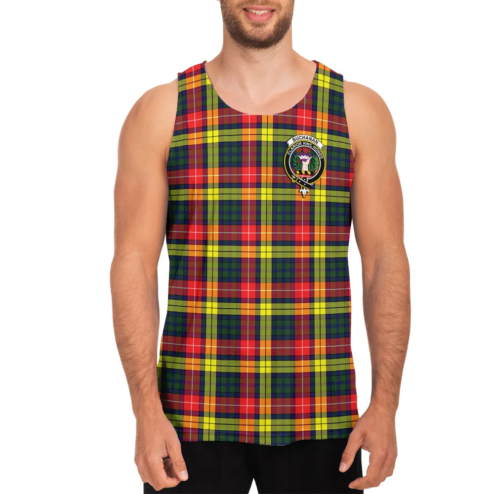 Buchanan Modern Tartan Mens Tank Top with Family Crest