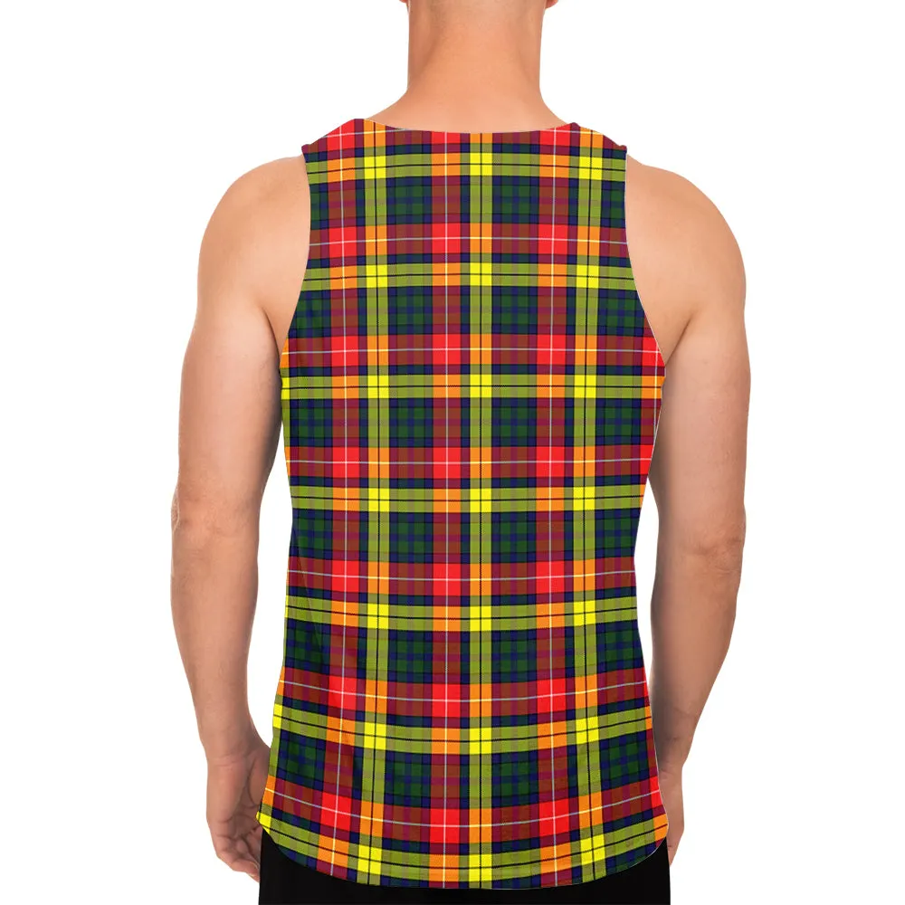 Buchanan Modern Tartan Mens Tank Top with Family Crest