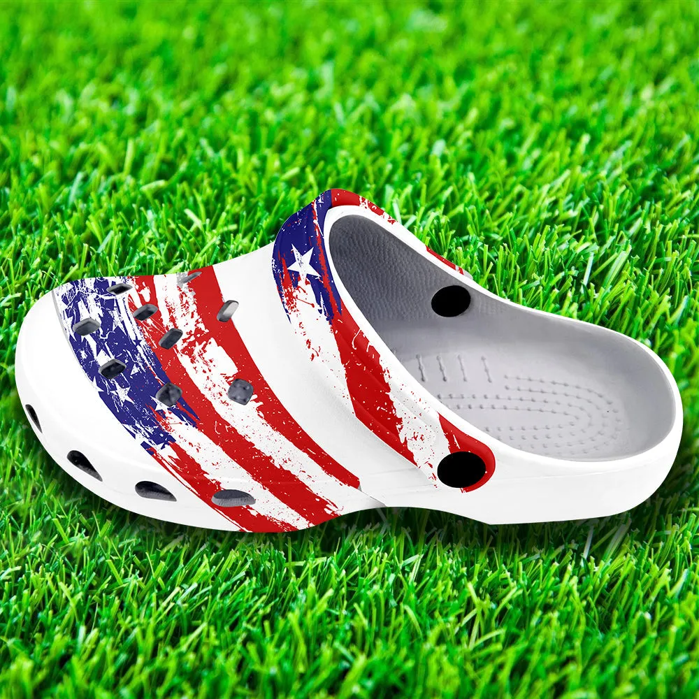 Christmas gift ideas employees, company gift ideas for customers Clogs-B05603 Custom Clogs Shoes, American Flag for Clog Shoes, Printed Shoes