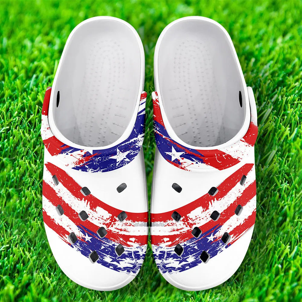 Christmas gift ideas employees, company gift ideas for customers Clogs-B05603 Custom Clogs Shoes, American Flag for Clog Shoes, Printed Shoes