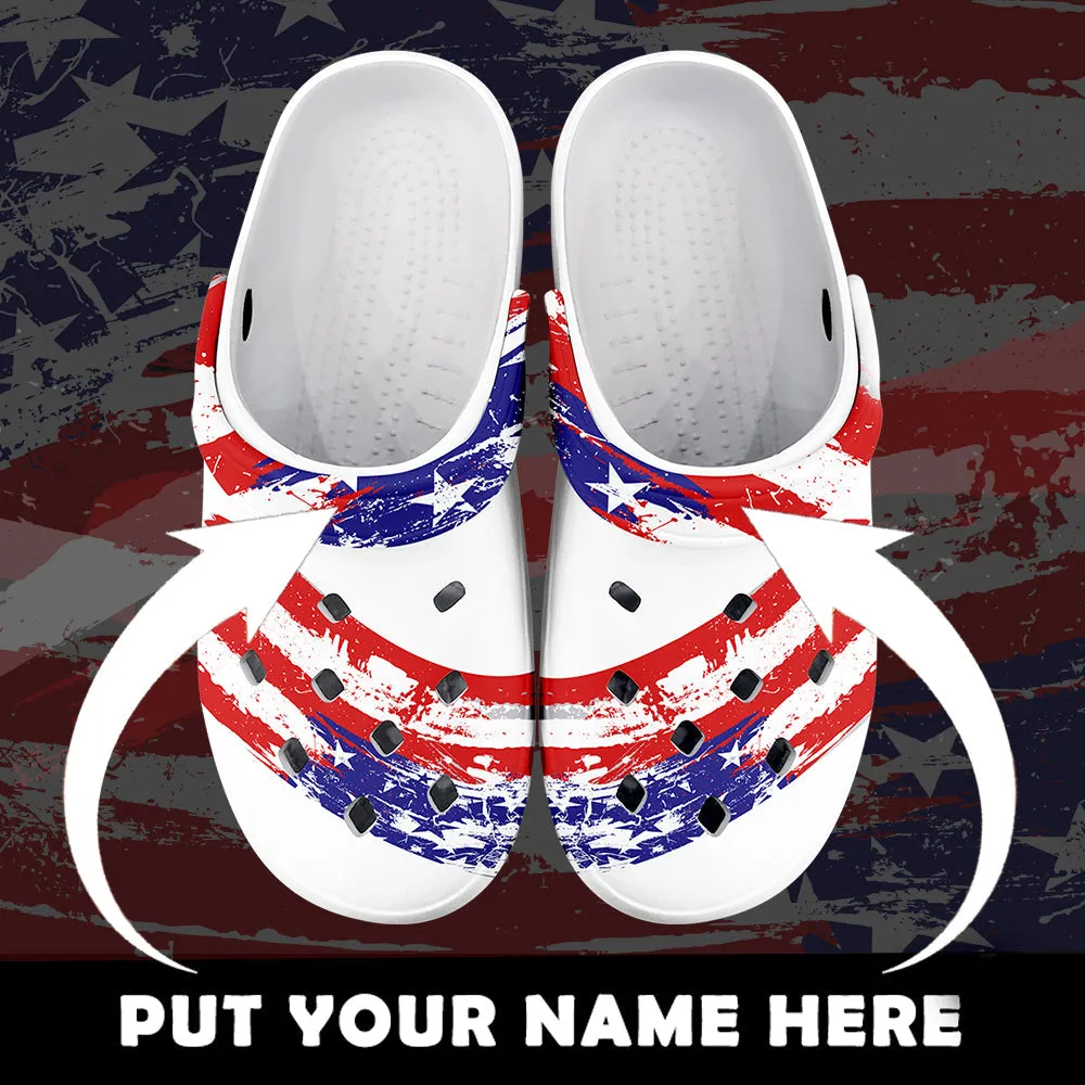 Christmas gift ideas employees, company gift ideas for customers Clogs-B05603 Custom Clogs Shoes, American Flag for Clog Shoes, Printed Shoes