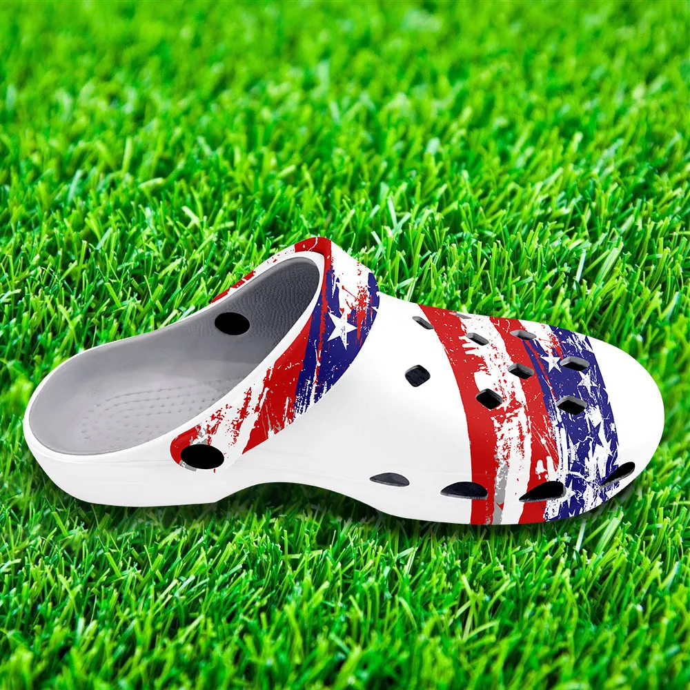 Christmas gift ideas employees, company gift ideas for customers Clogs-B05603 Custom Clogs Shoes, American Flag for Clog Shoes, Printed Shoes