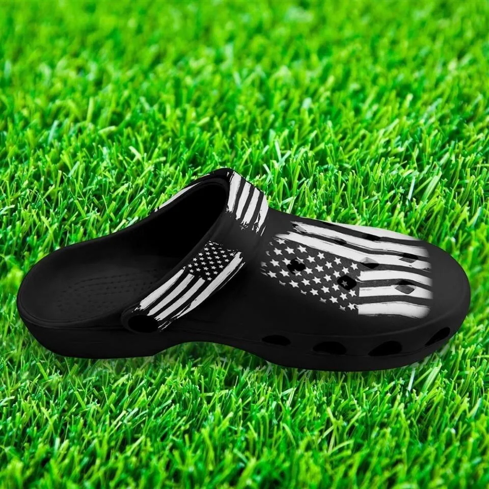 Company gift ideas for customers, gifts for clients Custom Clogs Shoes, American Flag for Clog Shoes, Printed Shoes Clogs-B06010