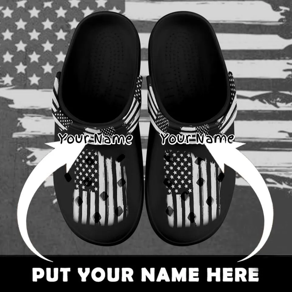 Company gift ideas for customers, gifts for clients Custom Clogs Shoes, American Flag for Clog Shoes, Printed Shoes Clogs-B06010