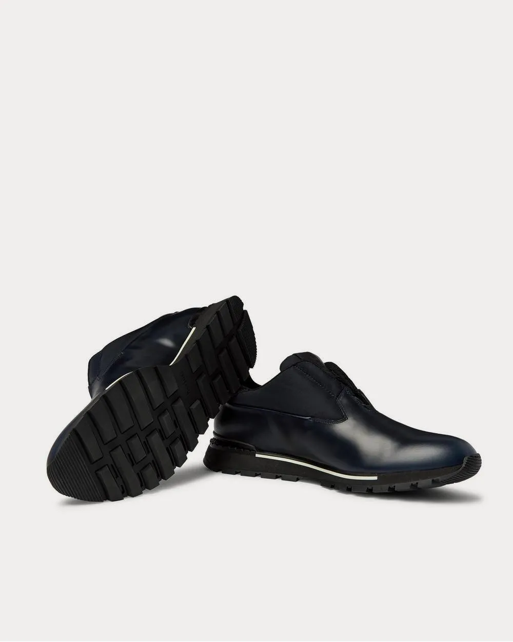 Fast Track Torino Leather and Neoprene  Navy low top sneakers