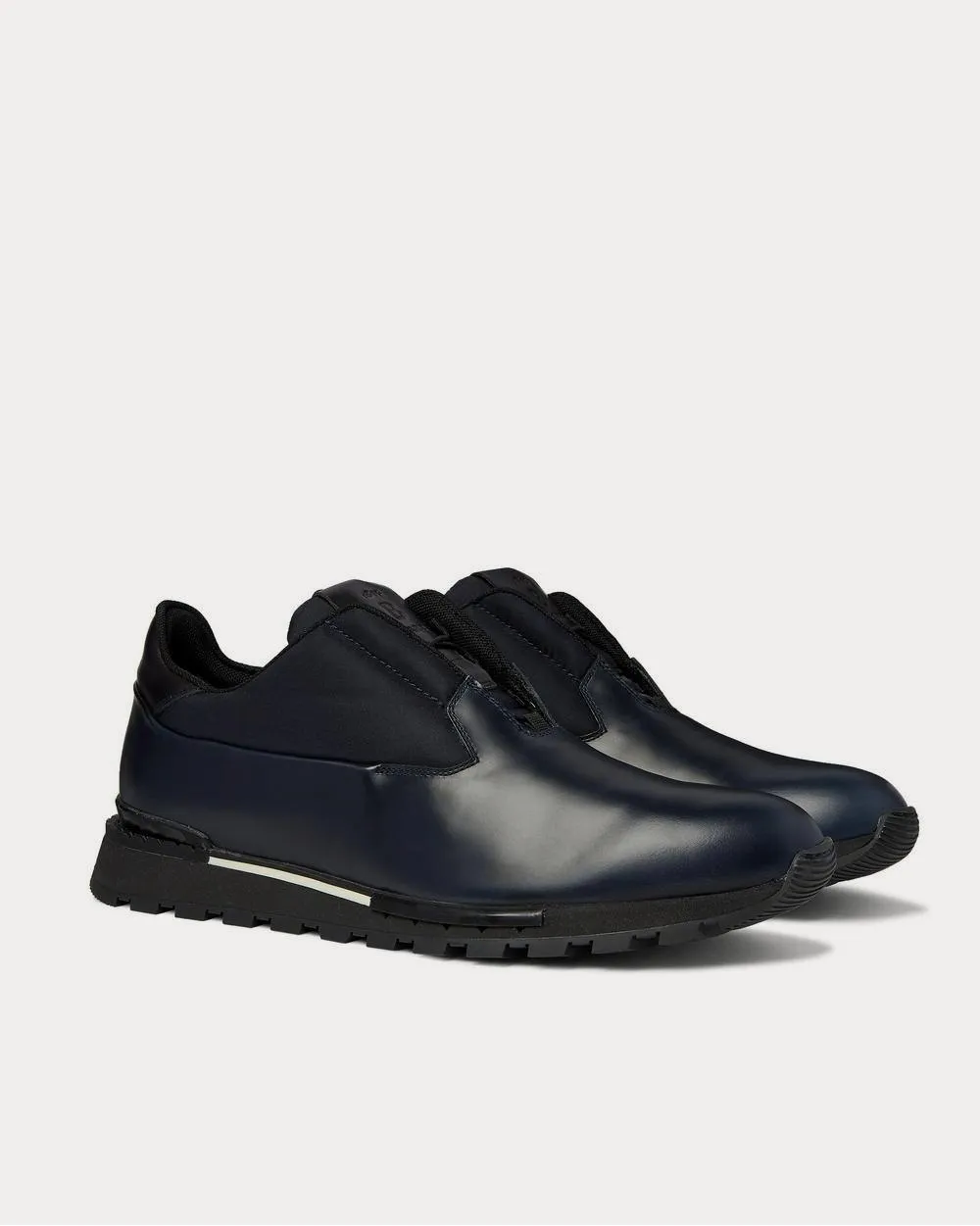Fast Track Torino Leather and Neoprene  Navy low top sneakers