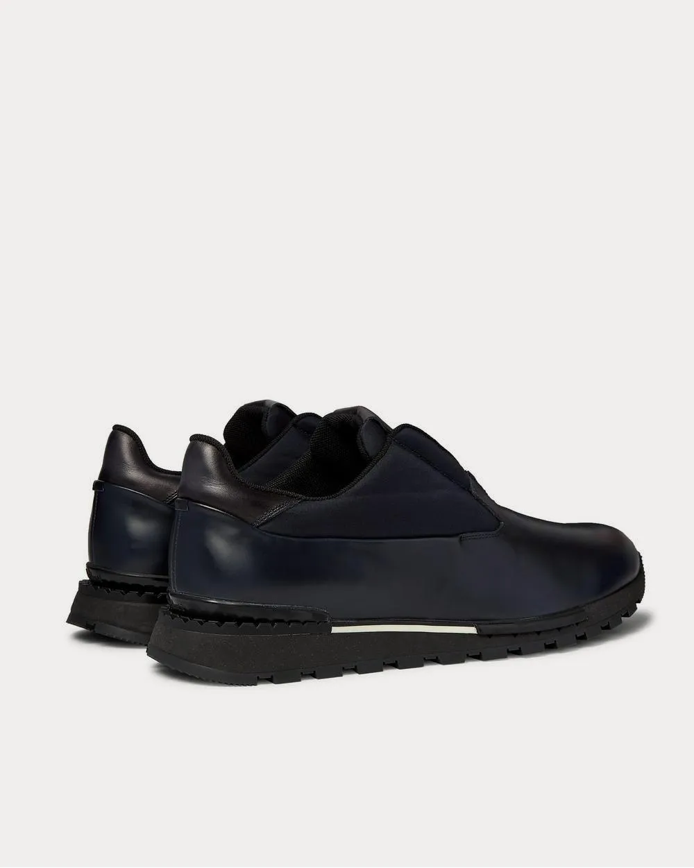 Fast Track Torino Leather and Neoprene  Navy low top sneakers