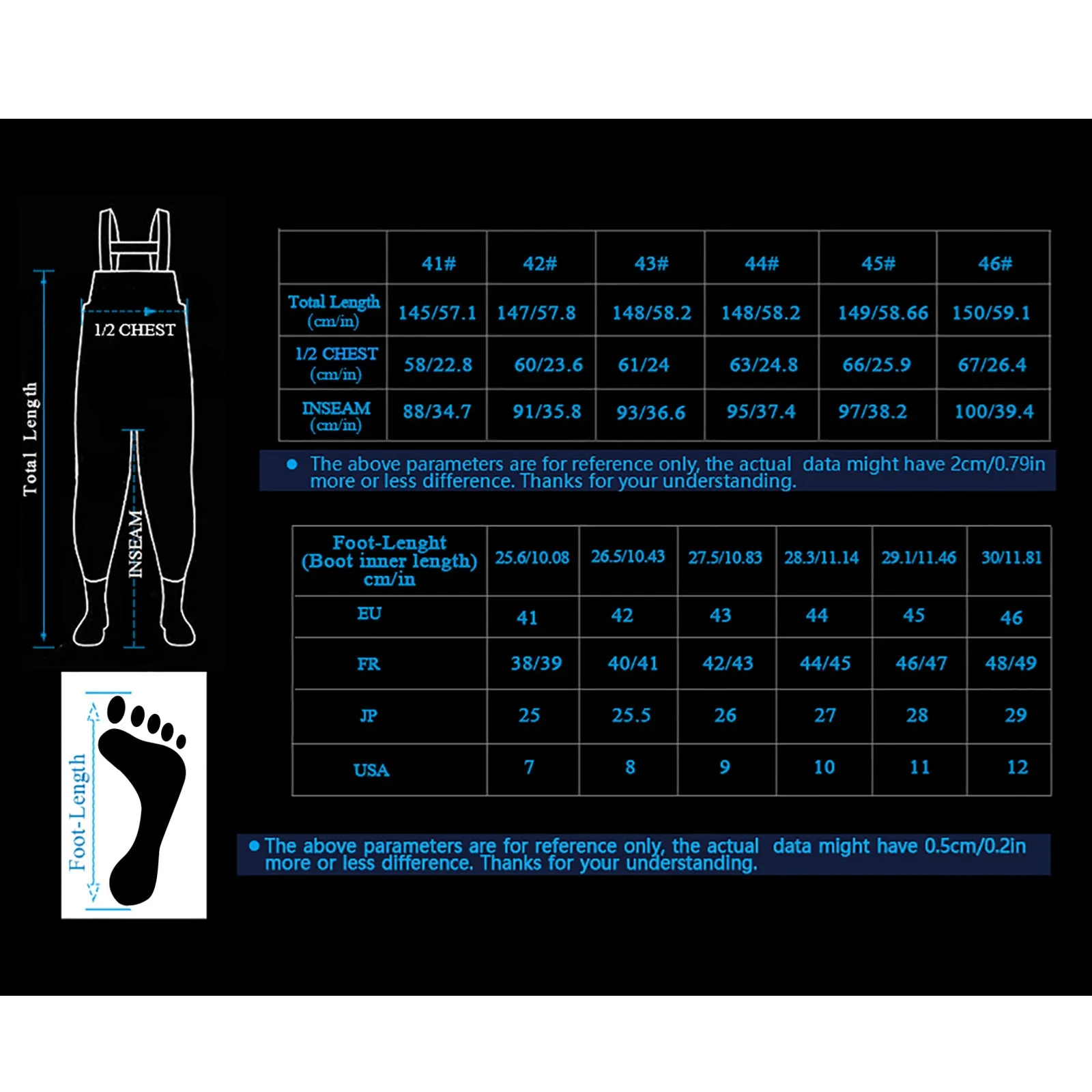 Fishing Waders Breathable Chest Waders Boot Foot Waders 41-46# 203M