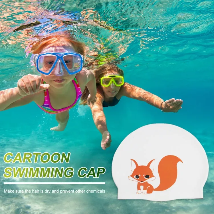 Hy08 Cute Cartoon Print Silicone Swimming Cap, Spec: Pink Pig