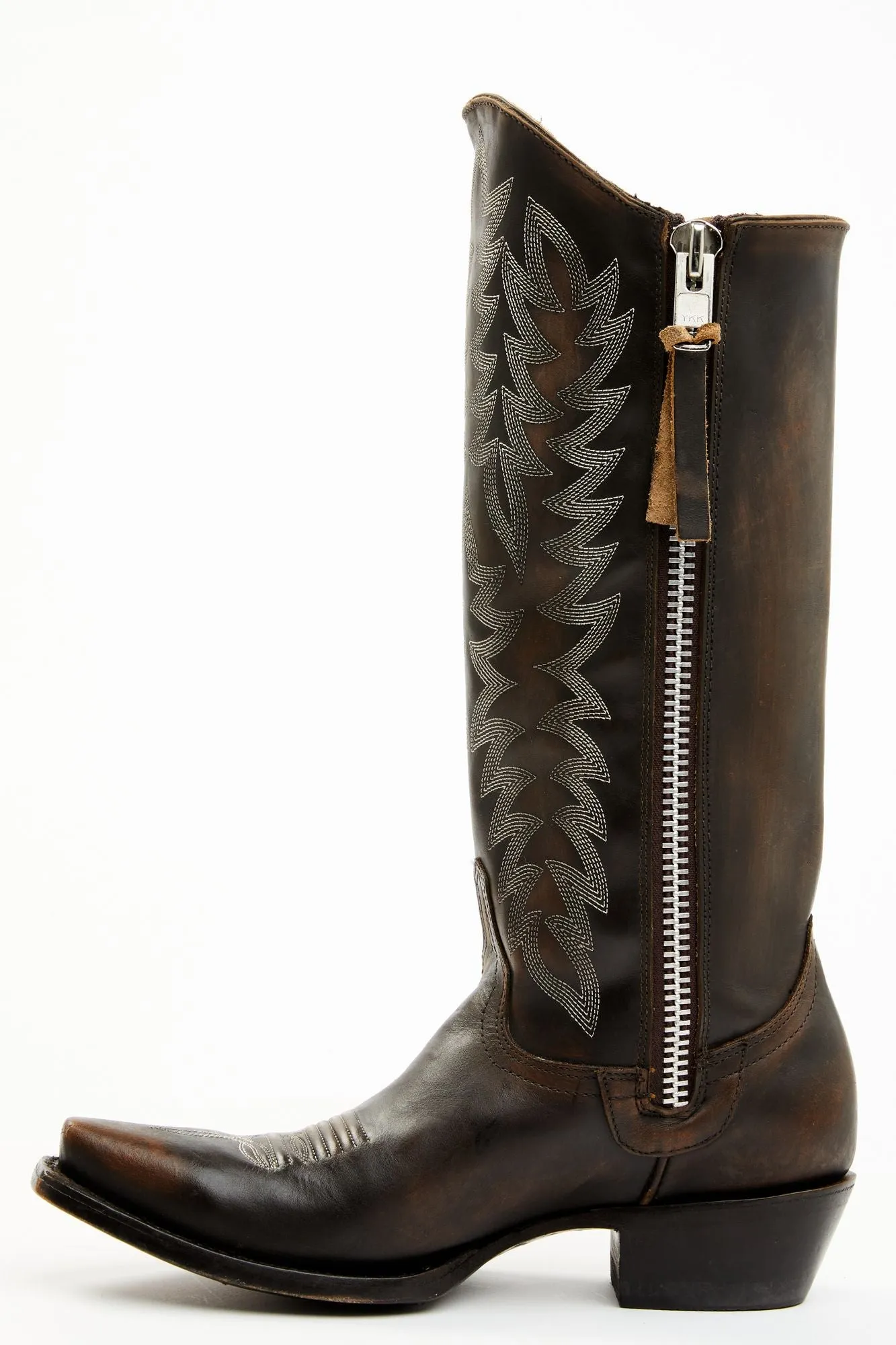 Latigo Side Zip Distressed Tall Western Boot - Snip Toe