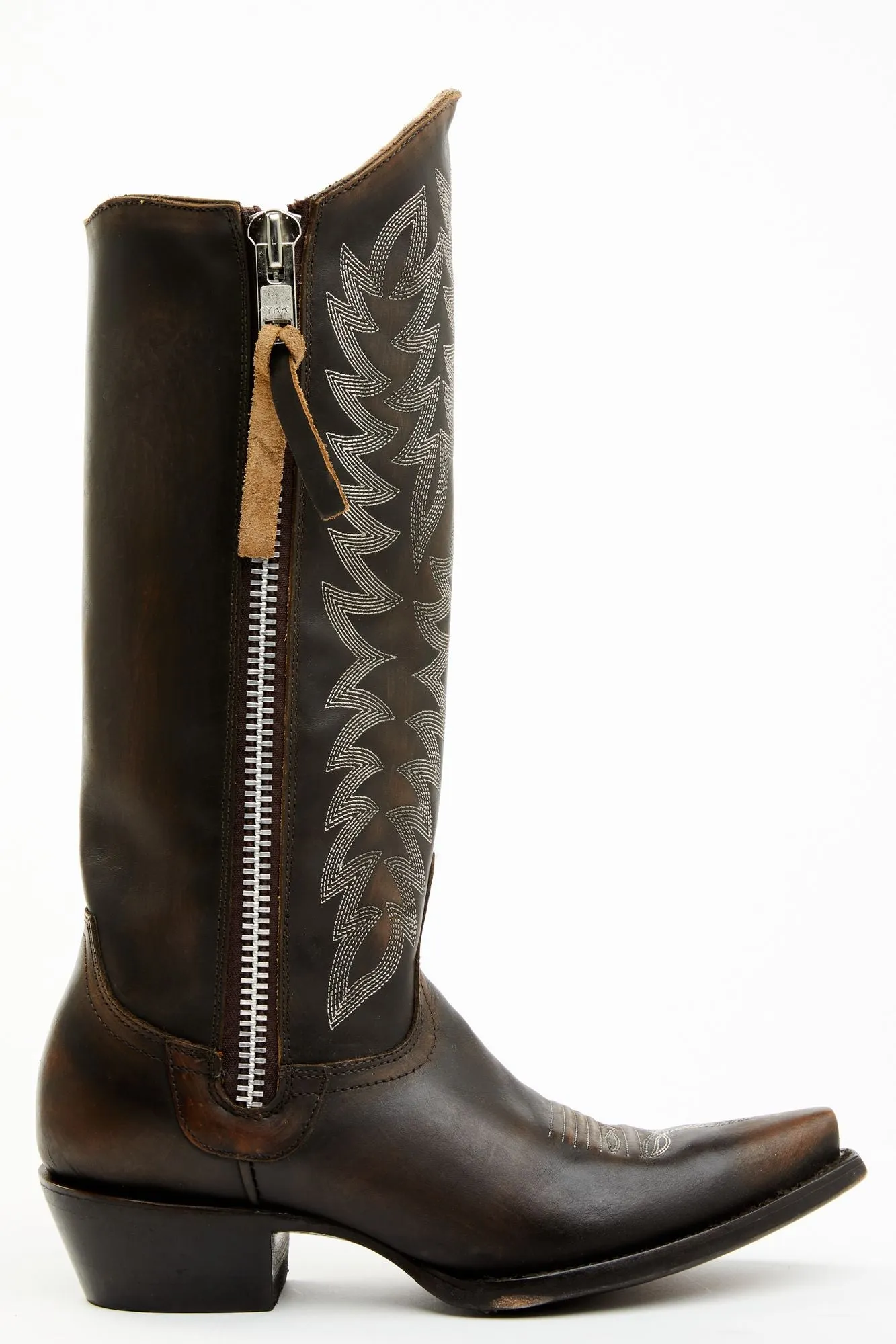 Latigo Side Zip Distressed Tall Western Boot - Snip Toe