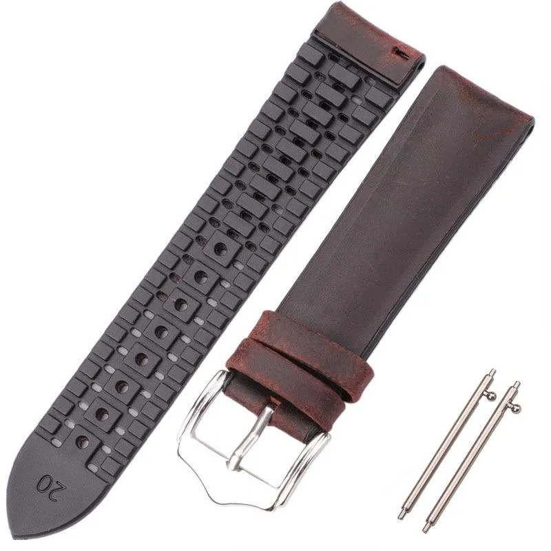 Leandro Cowhide Leather And Silicone Hybrid Watch Strap
