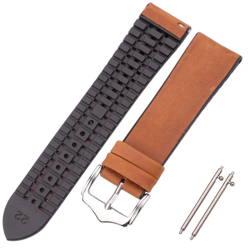 Leandro Cowhide Leather And Silicone Hybrid Watch Strap