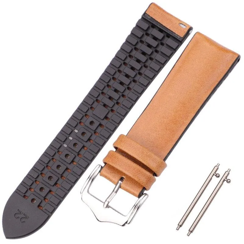 Leandro Cowhide Leather And Silicone Hybrid Watch Strap