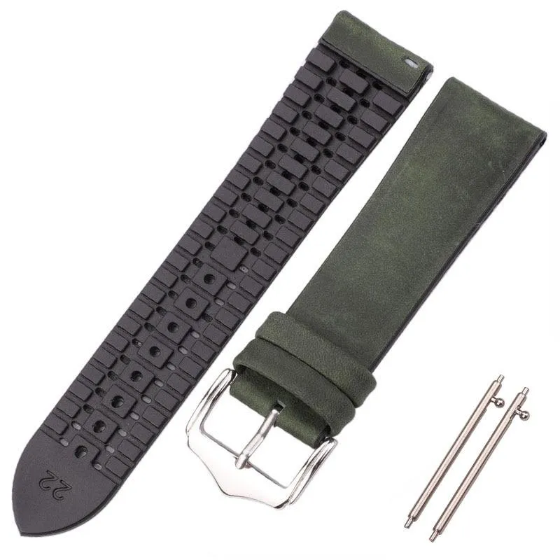 Leandro Cowhide Leather And Silicone Hybrid Watch Strap
