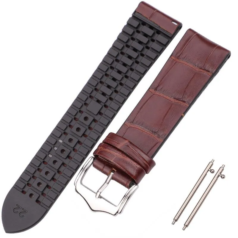 Leandro Cowhide Leather And Silicone Hybrid Watch Strap