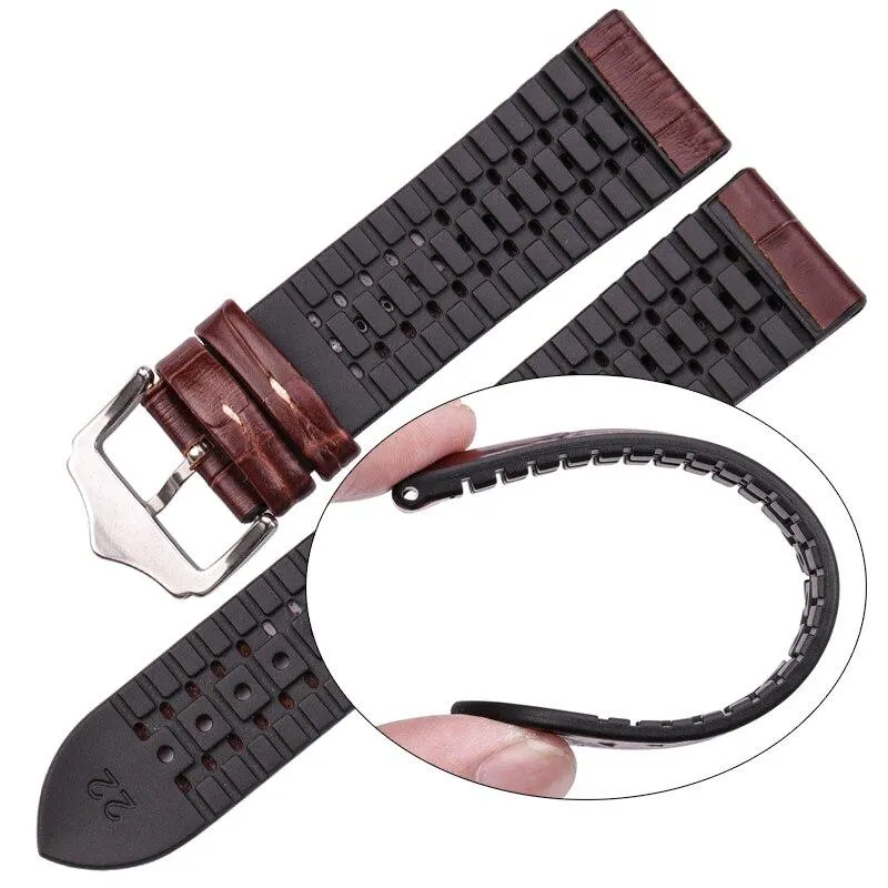 Leandro Cowhide Leather And Silicone Hybrid Watch Strap