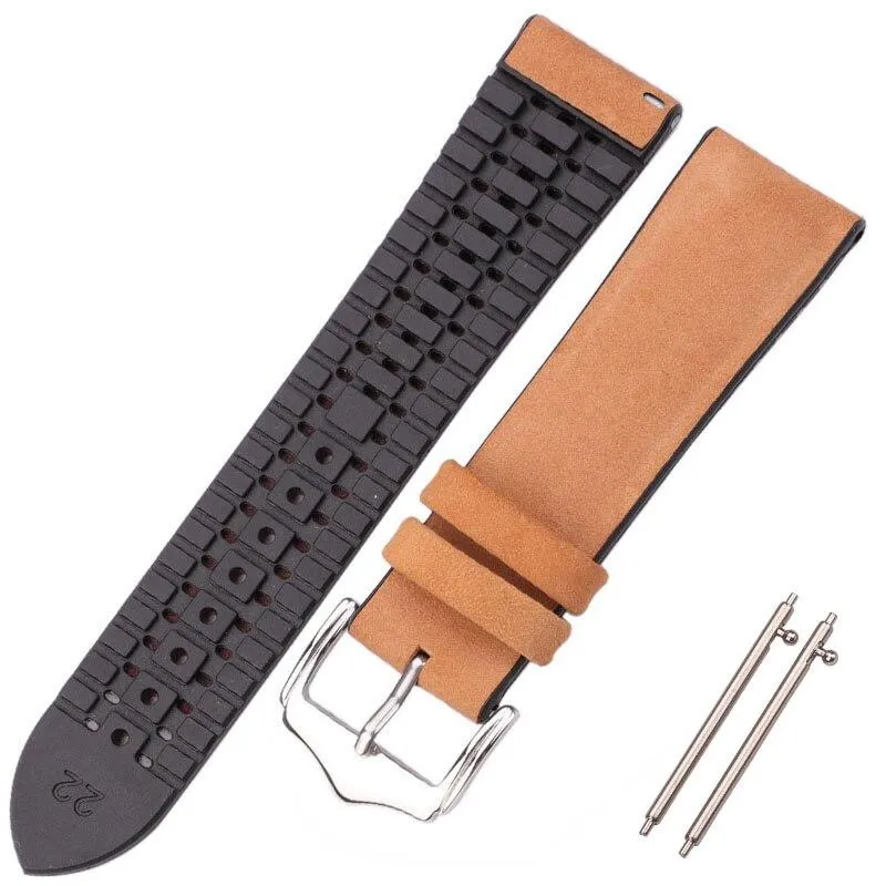 Leandro Cowhide Leather And Silicone Hybrid Watch Strap