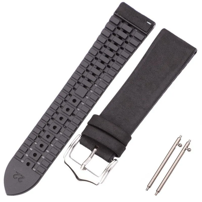 Leandro Cowhide Leather And Silicone Hybrid Watch Strap
