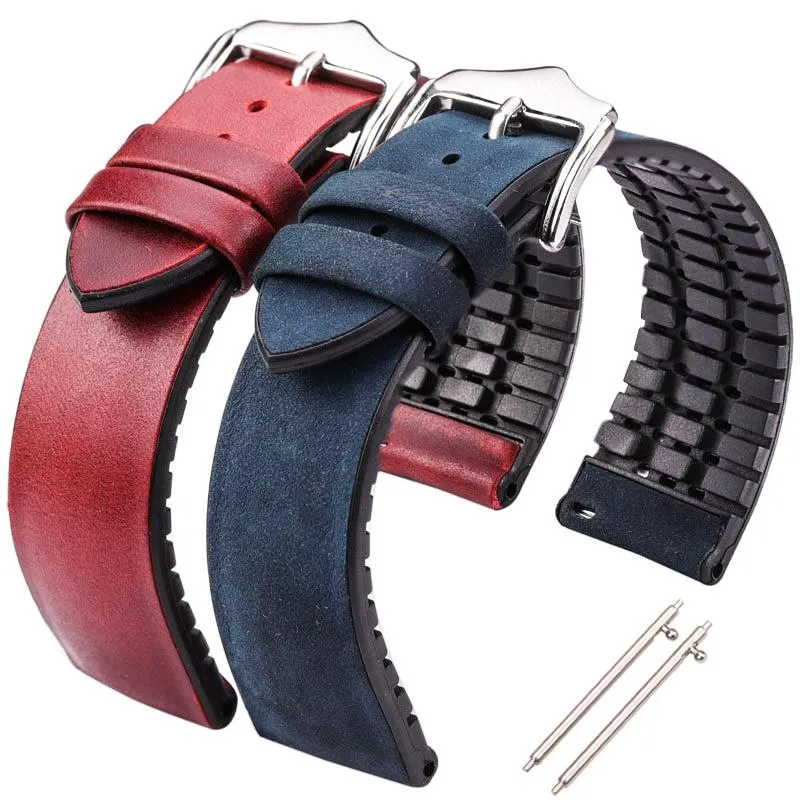 Leandro Cowhide Leather And Silicone Hybrid Watch Strap