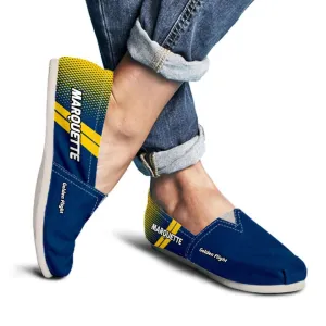 Marquette Golden Flight Eagles Basketball Fans Casual Canvas Slip on Shoes Women's Flats