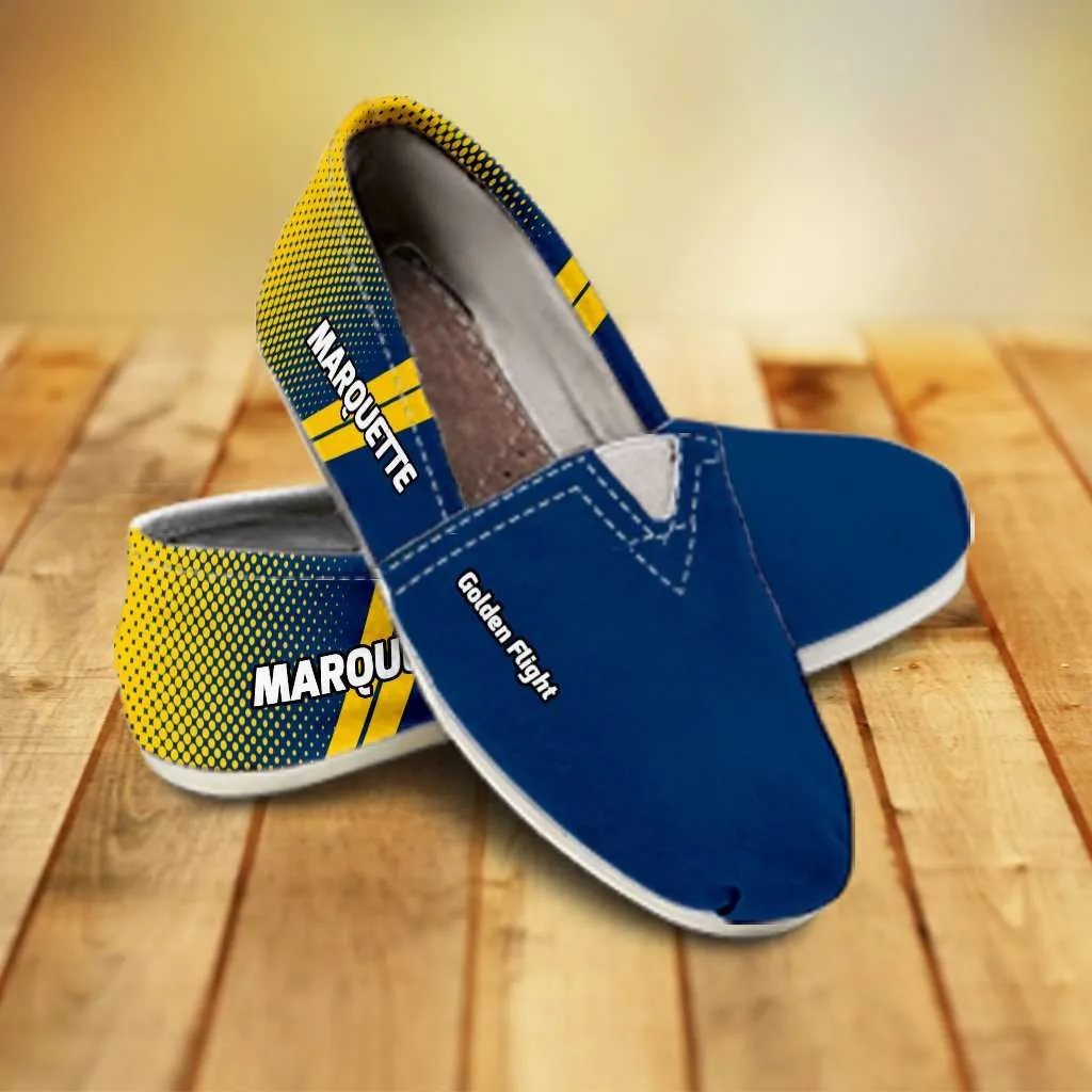 Marquette Golden Flight Eagles Basketball Fans Casual Canvas Slip on Shoes Women's Flats