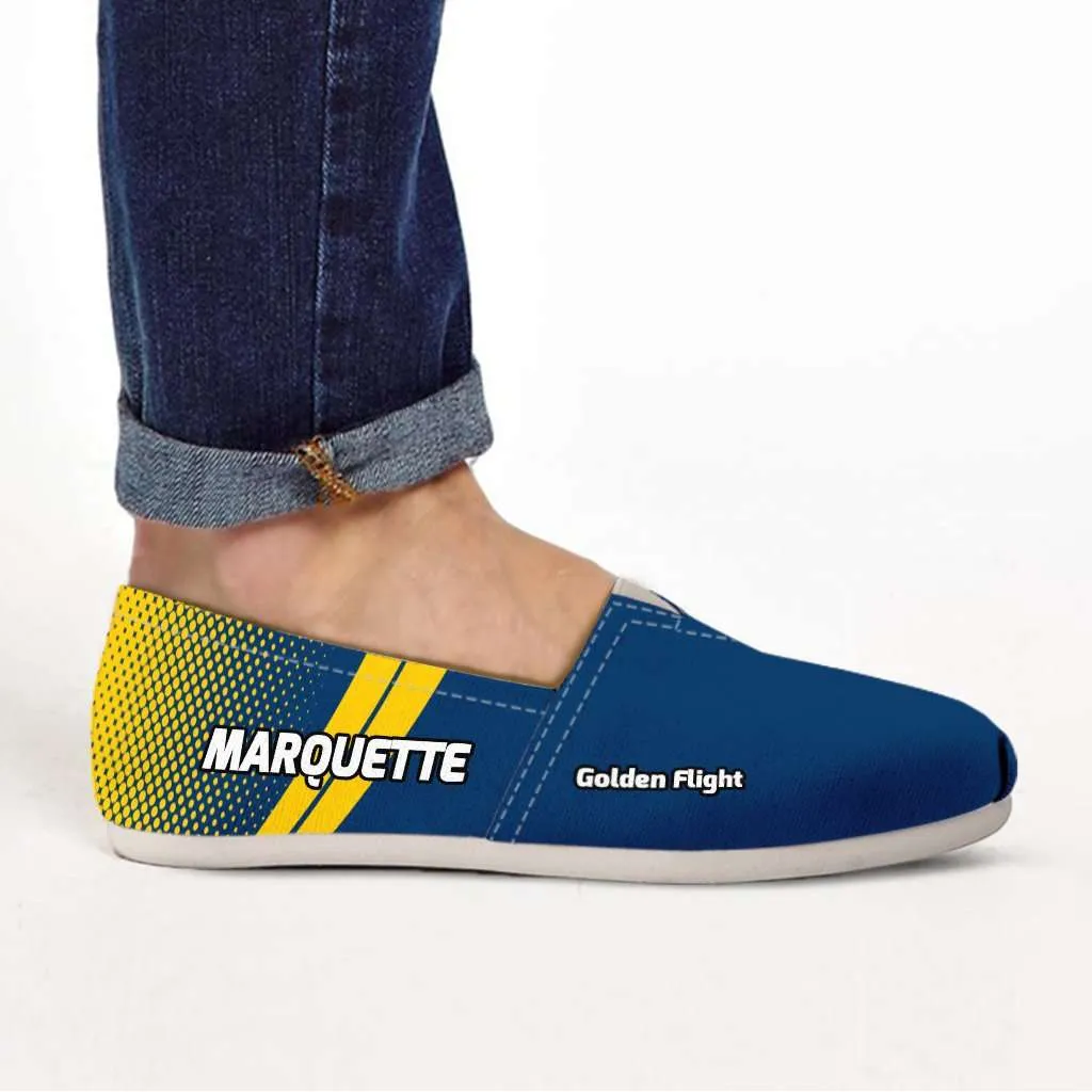 Marquette Golden Flight Eagles Basketball Fans Casual Canvas Slip on Shoes Women's Flats