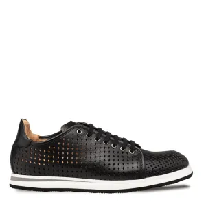 Mezlan Luce 21154 Men's Shoes Black Perforated Calf-Skin Leather Casual Sneakers (MZ3737)