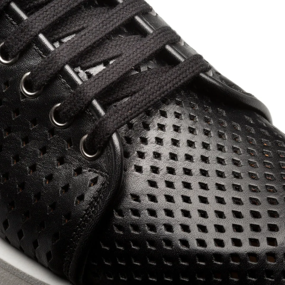 Mezlan Luce 21154 Men's Shoes Black Perforated Calf-Skin Leather Casual Sneakers (MZ3737)