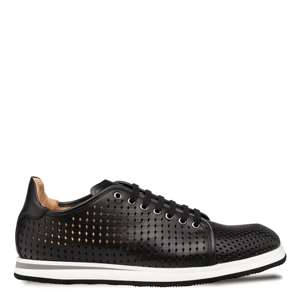 Mezlan Luce 21154 Men's Shoes Black Perforated Calf-Skin Leather Casual Sneakers (MZ3737)