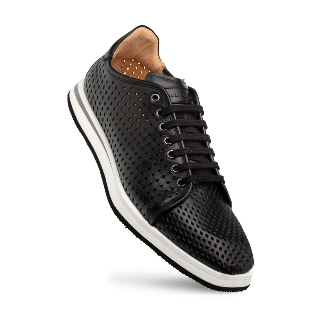Mezlan Luce 21154 Men's Shoes Black Perforated Calf-Skin Leather Casual Sneakers (MZ3737)