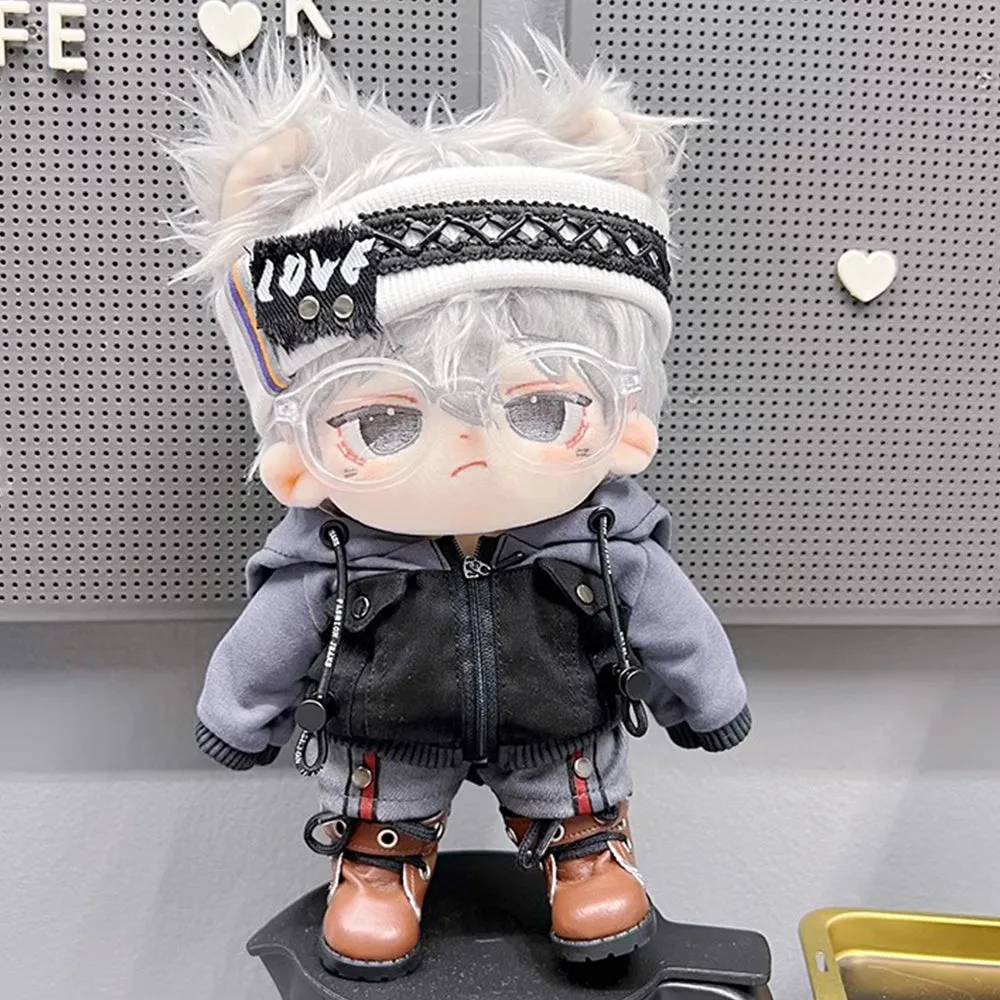 niannyyhouse 15cm 20cm Plush Doll Clothes Cool Set Denim Hoodie Pants Headwear Glasses Shoes Soft Stuffed Plush Toy Dress Up