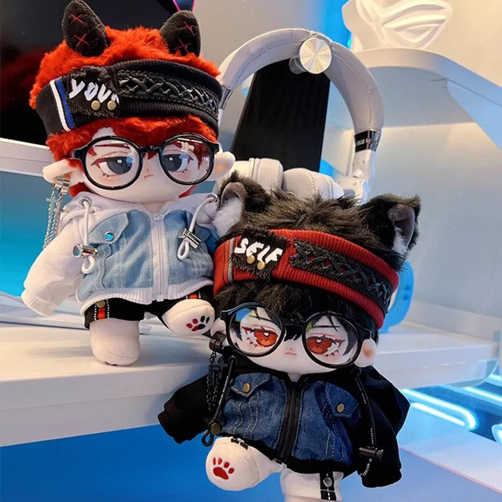 niannyyhouse 15cm 20cm Plush Doll Clothes Cool Set Denim Hoodie Pants Headwear Glasses Shoes Soft Stuffed Plush Toy Dress Up