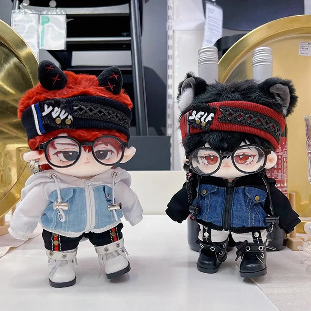 niannyyhouse 15cm 20cm Plush Doll Clothes Cool Set Denim Hoodie Pants Headwear Glasses Shoes Soft Stuffed Plush Toy Dress Up
