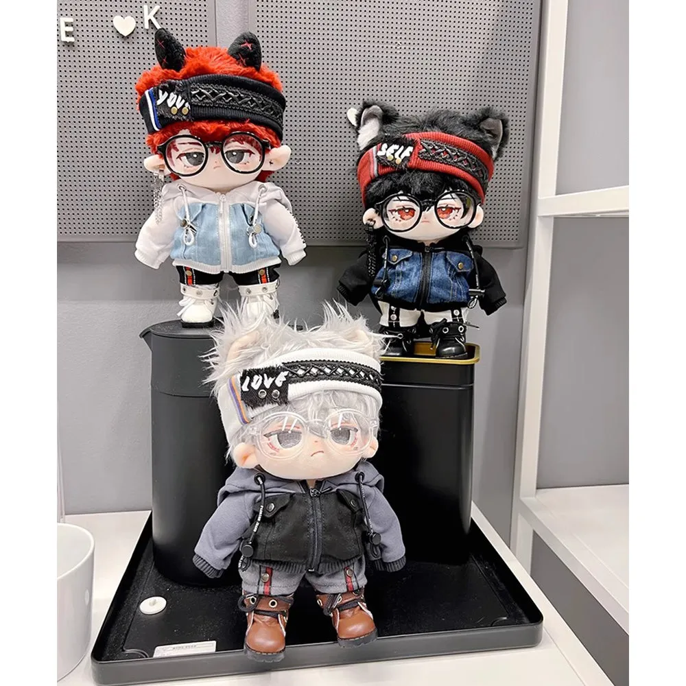niannyyhouse 15cm 20cm Plush Doll Clothes Cool Set Denim Hoodie Pants Headwear Glasses Shoes Soft Stuffed Plush Toy Dress Up