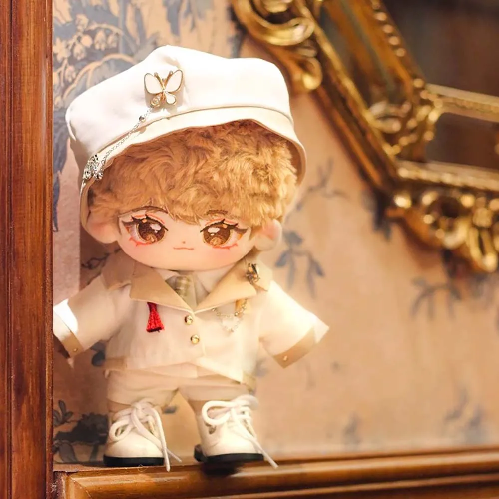 niannyyhouse 20cm Plush Doll Clothes Black White Uniform Suit 8in Doll Dressup